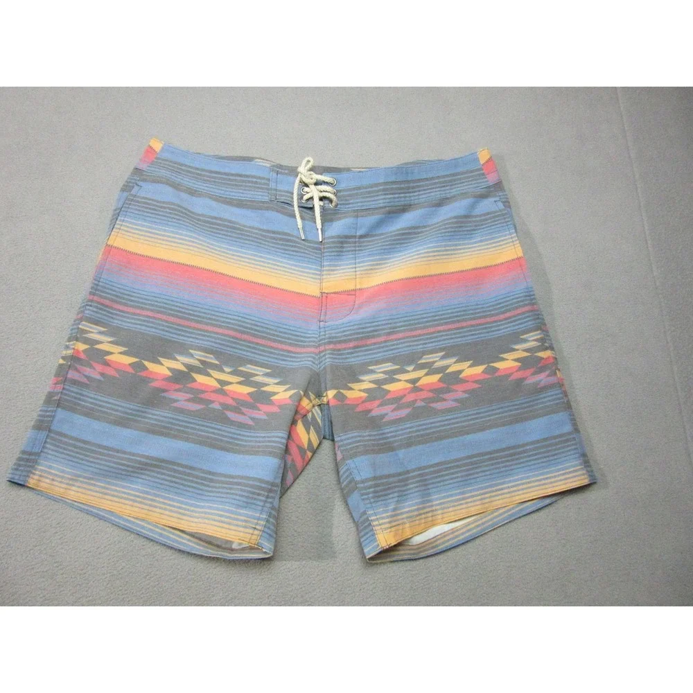 Faherty Board Shorts Mens Medium Multicolor Aztec Stripe Quick Dry Swim Trunks
